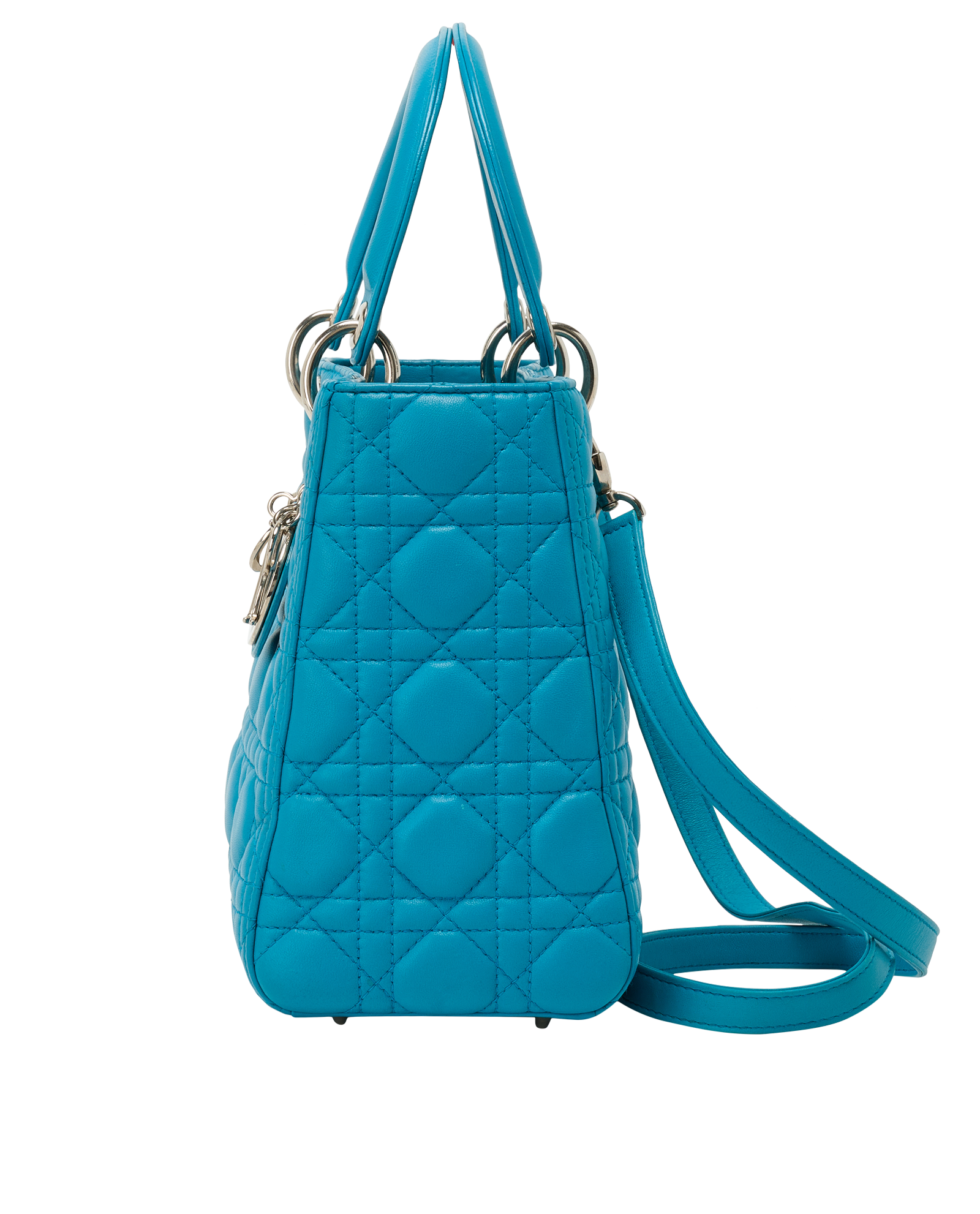 Lady Dior Medium, &pound;1,700, Handbags, Blue, Leather, Bottom view